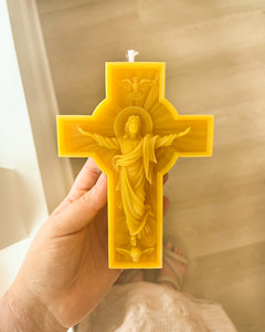 HE IS RISEN - Catholic Resurrected Jesus 100% Beeswax Easter Candle