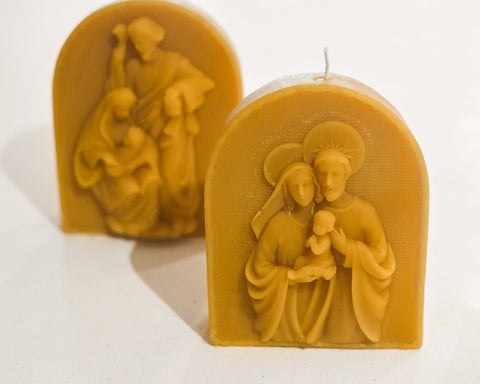 Holy Family Nativity 100% Beeswax Catholic Candle