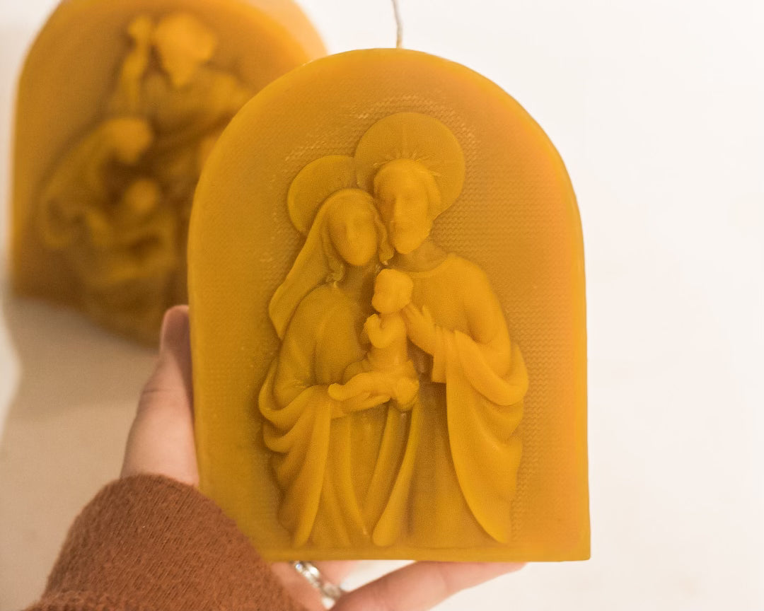 Holy Family Nativity 100% Beeswax Catholic Candle